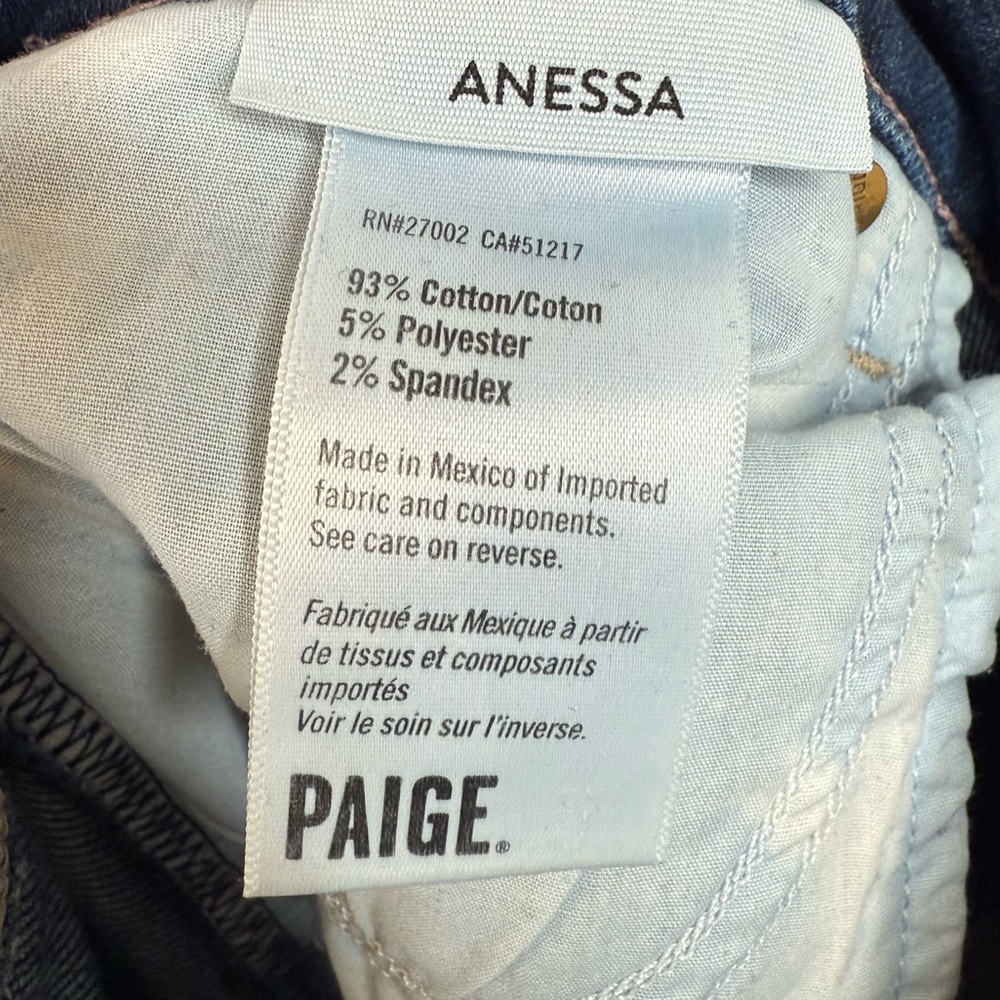 Paige Anessa Wide Leg Jeans Cropped Dark Denim Jean Size 32 - Picture 7 of 12